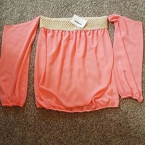 Miin strapless top with sleeves